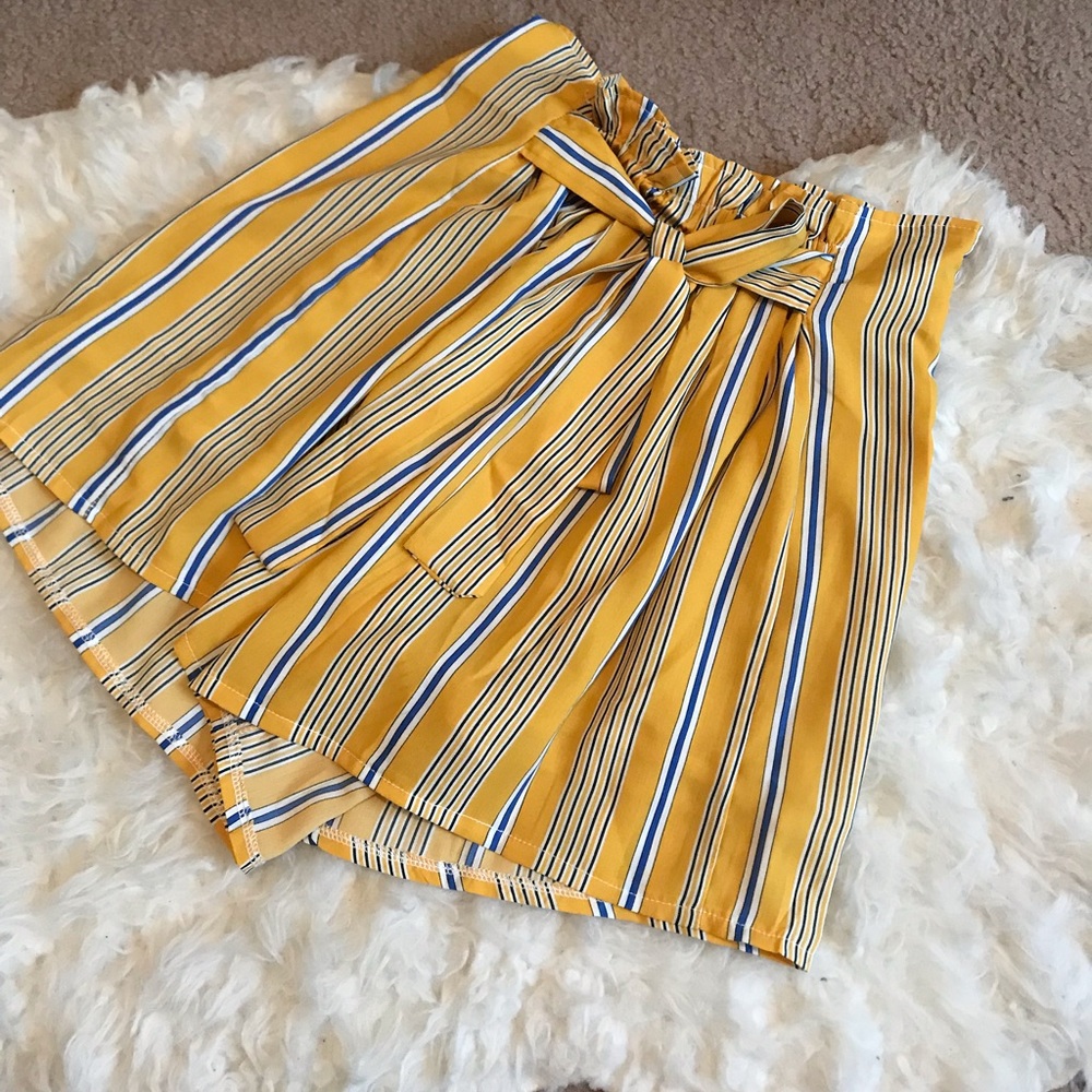 Stripe yellow shorts by nasty gal size medium